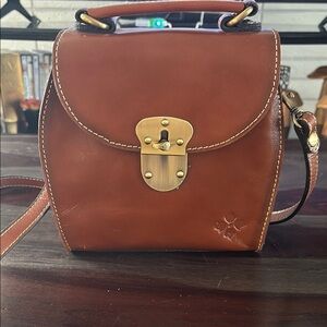 Brown Leather Crossbody Bag with Gold Hardware